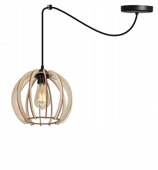 MODERN LED-TAKLAMPA I TRÄ