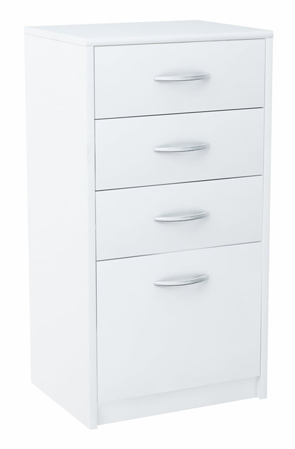 Kommode, 45 cm, 4 skuffer, hvid, 4 skuffer, hylde
