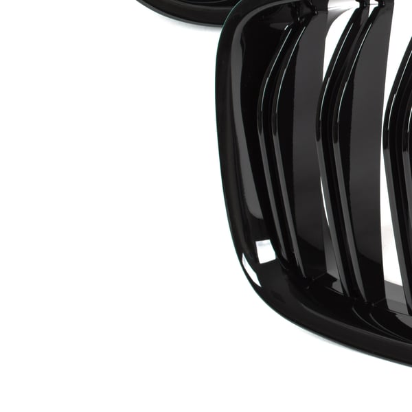BMW 5 F07 GT 09-17 gitter mellem forlygterne (nyrerne) venstre + højre sæt SORT GLOSSY DOBBELT BAR