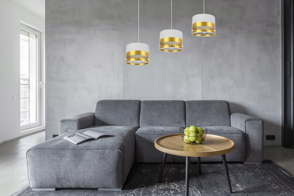 MODERNE LOFTHÆNGELAMPE, GYLDEN LAMPESKÆRM, LED