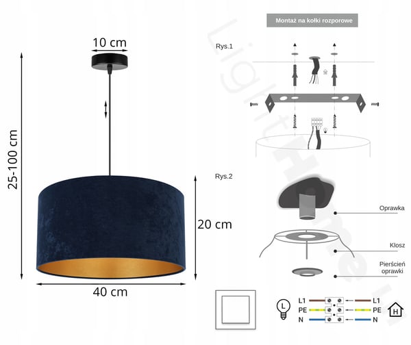 HÆNGENDE LAMPE LOFTSKRONE GYLDEN FLØJLSSKÆRM