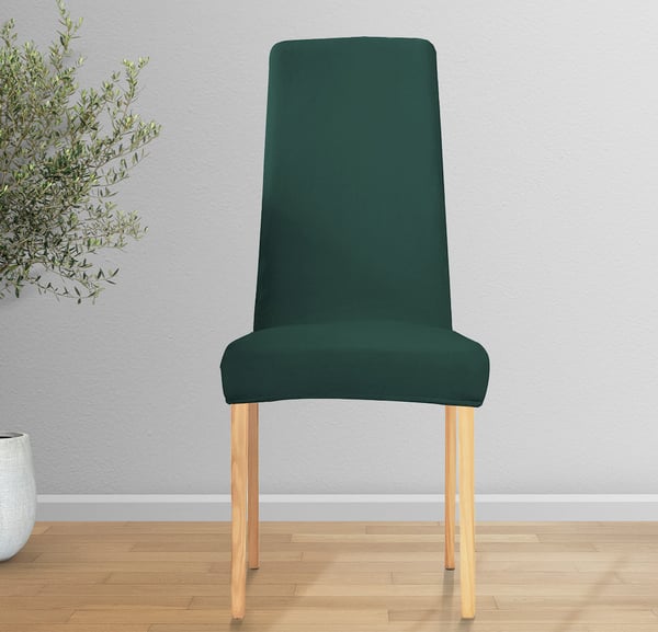 Tuolinpäällinen, kapea selkänoja, paksu samettiplyysi, pullonvihreä