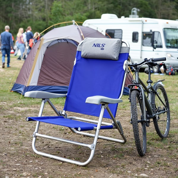 NC3502 kaksoistuoli leirintätuoli sinisen harmaa kokoontaitettava NILS CAMP