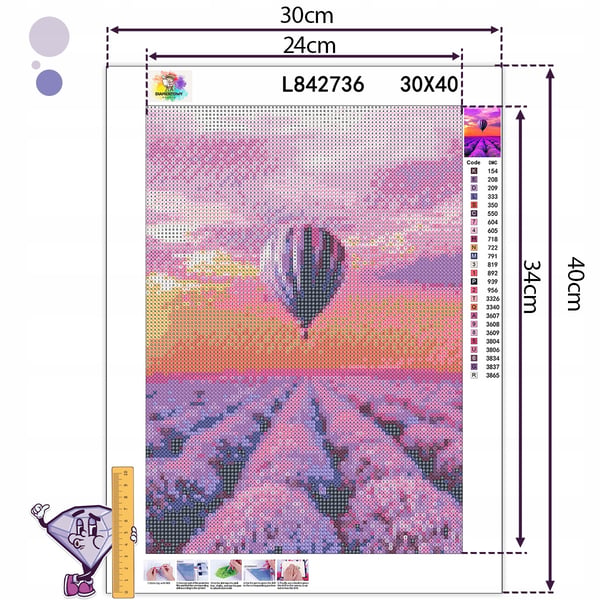 Ob_L_127 diamantmålning 30x40 - natur, ballong över heden