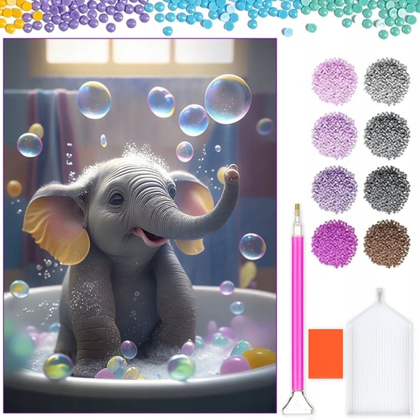 Ob_L_8 diamantmålning 30x40 djur elefant