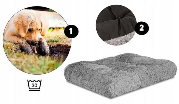 Hundeseng tyk blød shaggy pude 80x60 cm lysegrå