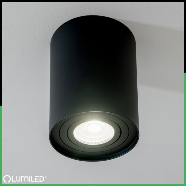 Overflademonteret HALOGEN Spot Tube Flytbar GU10 Rund Sort 125mm AMAT-XL LUMILED