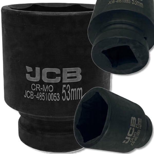 JCB Dyb Slagtopnøgle 1" 53 mm 6-punkts Cr-Mo Topnøgle