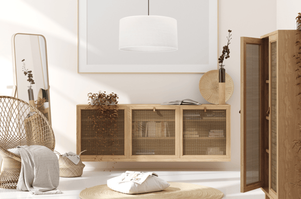 HÆNGELAMPE SORT JUTE 1 FLAD HVID LAMPESKÆRM 35CM E27