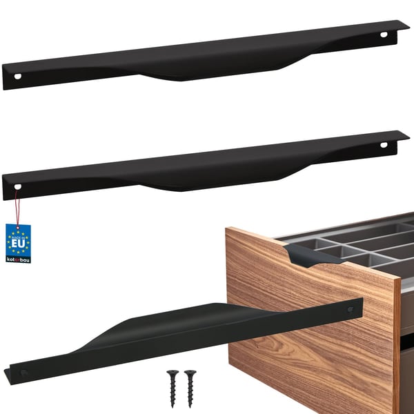 KOTARBAU Modern Edge møbelgreb aluminium matsort 256/276 mm sæt 2 stk