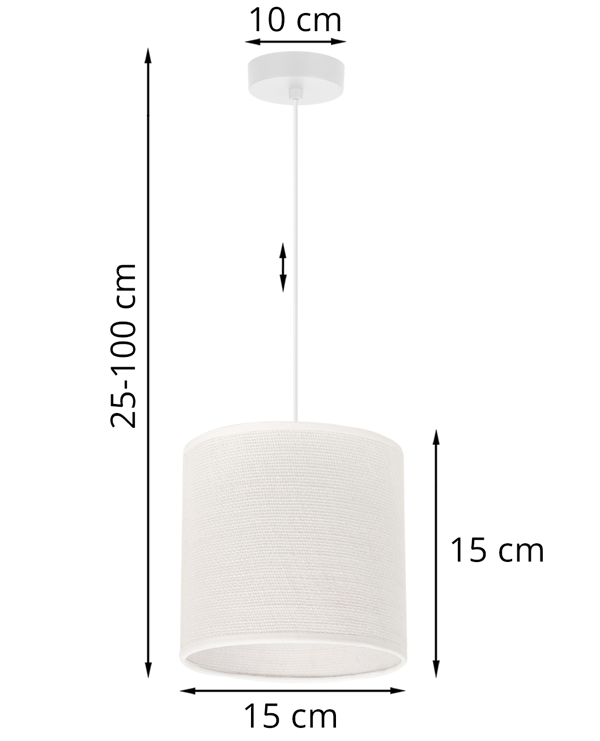 HVID JUTE HÆNGELAMPE 1 FLAD HVID LAMPESKÆRM 15CM E27