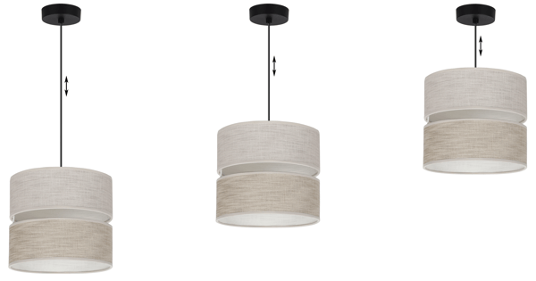 DUO SORT HØRHÆNGELAMPE 1 FLAD LAMPE BEIGE L06 20CM