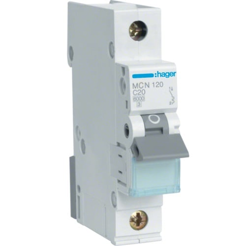 6KA 1-polet overstrømsafbryder C 20A - E+1MCN120E