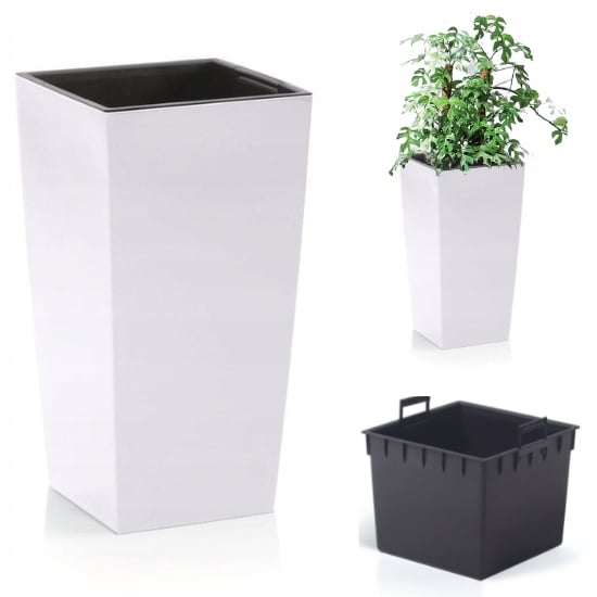 Urbi Durs325 hög blomkruka med insats vit
