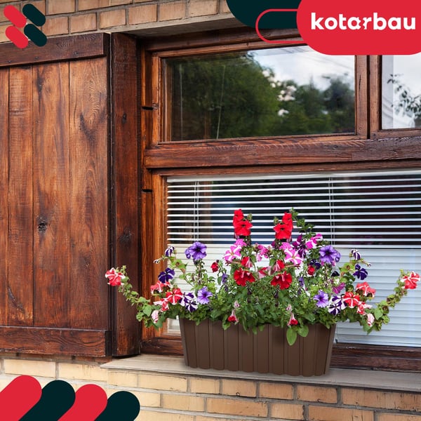 Avlång blomkruka för blommor och örter brun 40 cm 2 st