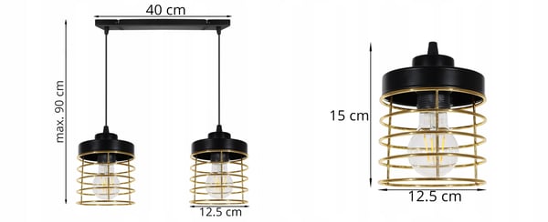 LOFTSLAMPE MED LED-LYKRONE MED GYLDEN TRÅD