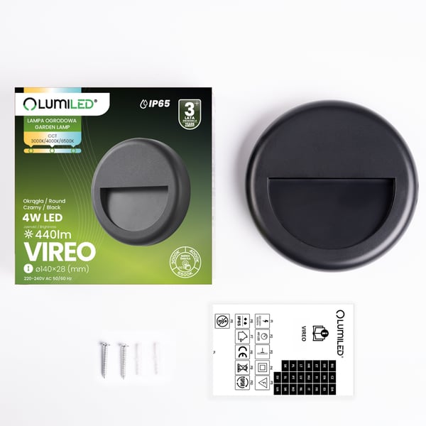 Utomhuslampa trappbelysning vägglampa CCT 3000-6500K LED 4W IP65 VIREO LUMILED