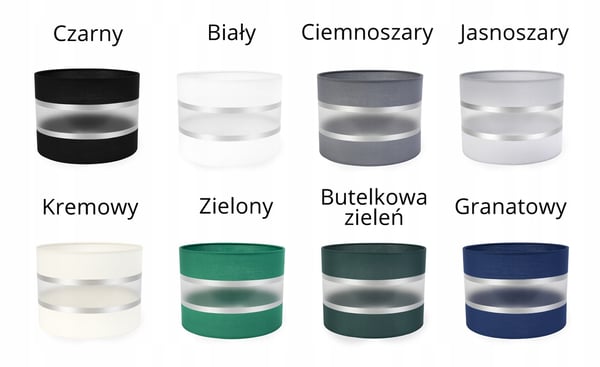 MODERNE LAMPESKÆRM 20 CM KROM STRIBE VALG AF 8 FARVER
