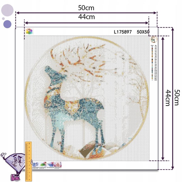 Ob_XL_26 diamantmålning 50x50 djur grön hjort