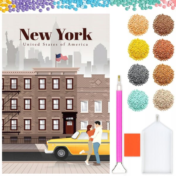 Ob_S_10 diamantmålning vykort New York 20x30 cm