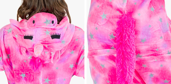 Varmt heldragt til kvinder, mænd, pegasus, kigurumi, lyserødt træningsdragt, størrelse L