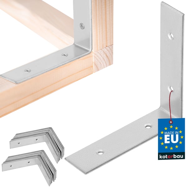 Kotarbau® Kirvesmiehen kulmaliitin ruostumatonta terästä sinkittyä 80 x 80 x 20 mm 25 kpl:n sarja