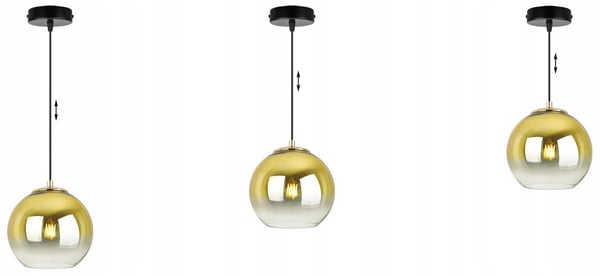 Hængende loftslampe med gylden lampeskærm 15 cm
