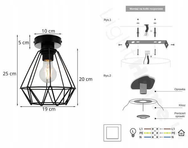 LOFTTAKLAMPA DIAMANT EDISON WIRE LED