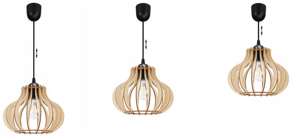 Hængende lampe, loftslysekrone, træ, LED lampeskærm