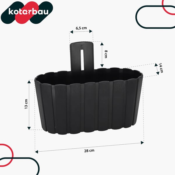 Vägghängande blomkruka för väggmontering rustik antracit 280 MM