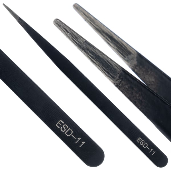 Set med 10 precisionspincetter i etui