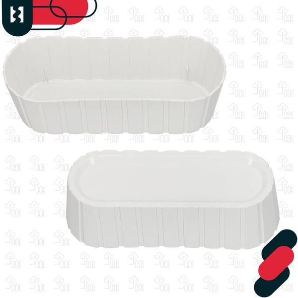 Avlång blomkruka för blommor och örter på balkong eller terrass, vit, 40 cm, set om 2