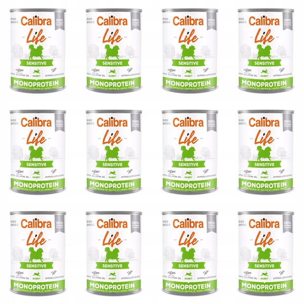 Våt hundfoder CALIBRA LIFE Sensitive kanin 12 x 400g