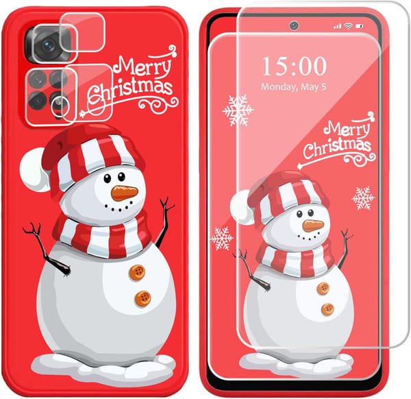 Etui til Xiaomi Mi 11 Lite 4G/5G Merry Christmas snemand rød