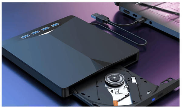 Extern CD/DVD-brännare 7-i-1 USB 3.0x4 SD/TF-kortläsare USB-hubb