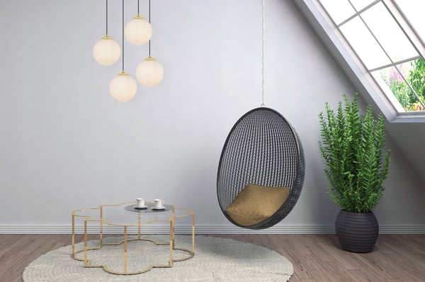 Hængende loftlampe, plafon, kugle, gylden krom, LED