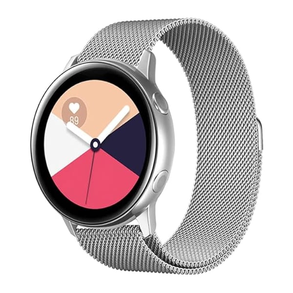 Hopeanvärinen teräsverkkoranneke kellolle, yleismalli Samsung Huawei 22 mm