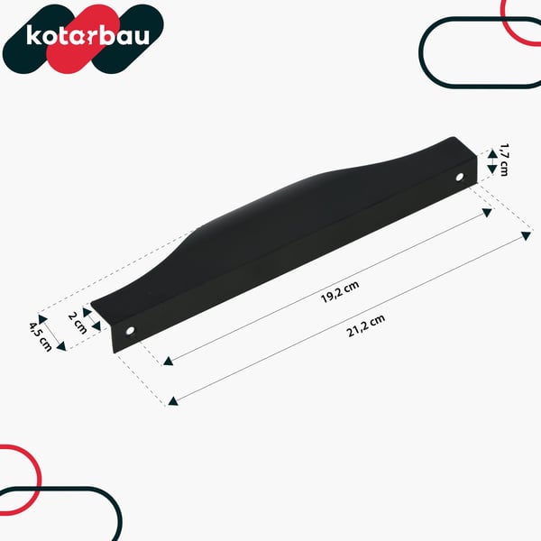 KOTARBEAU® Modern Edge møbelgreb aluminium mat sort 192/212 mm sæt á 6