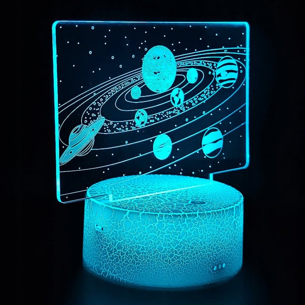 Nattbordslampa för barn Galax Planeter Kosmos 3D 16 LED med fjärrkon­troll