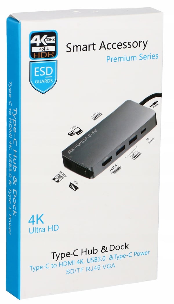 USB-C-KESKITIN -> HDMI VGA 3xUSB 3.0 SD PD -SOVITINASEMA M1 10in1 Thunderbolt 3