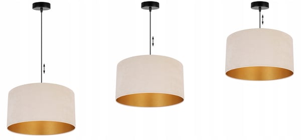 HÆNGENDE LAMPE LOFTSKRONE GYLDEN FLØJLSSKÆRM