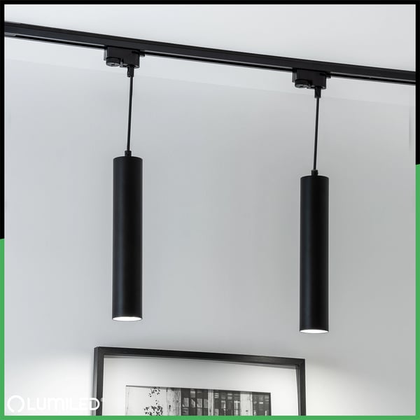 Riippuva kisko valaisin 29cm heijastin GU10 LED SOPLO musta LUMILED