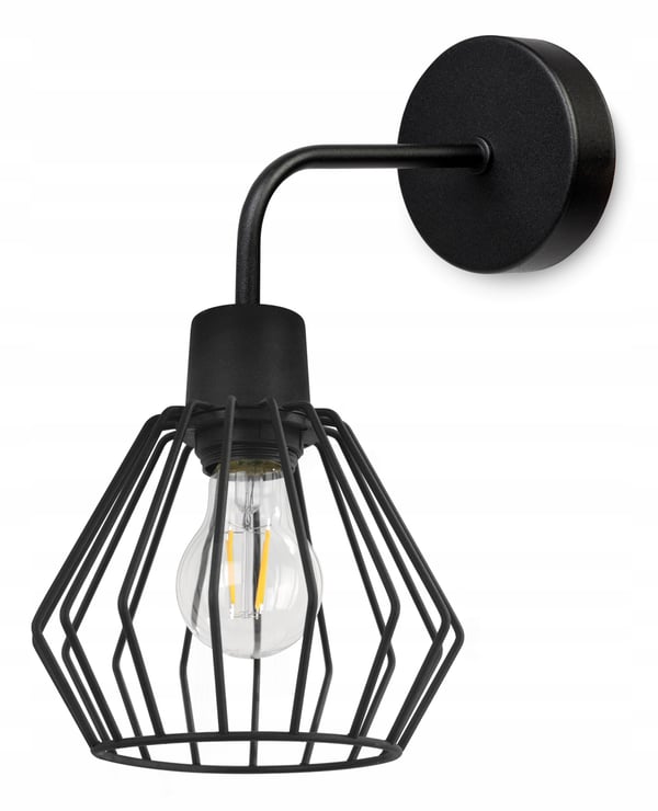 VÆGLAMPE, FIRKANTET LAMPE, METALLAMPE, TRÅD, LED