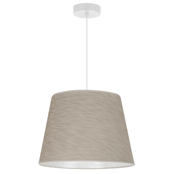 Hængelampe, linnedkegle, hvid, 1 flad, beige lampeskærm, L05 38cm