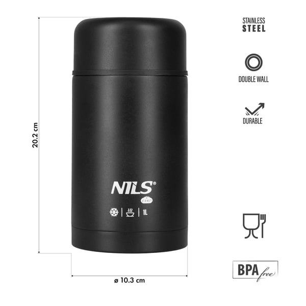 NC3802 Thermoskedel 1000ml sort Nils Camp