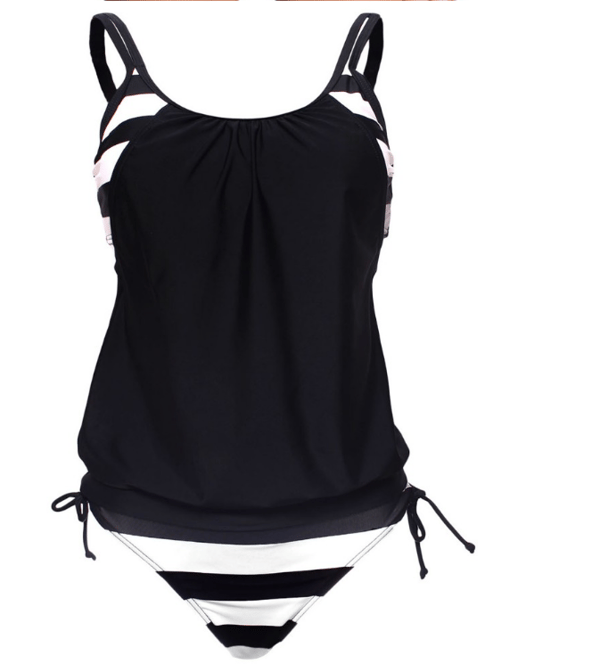 Tankini-dragt plus size badedragt XXL sorte behagelige graviditetstrusser Tankini-dragt plus size badedragt XL sorte behagelige graviditetstrusser
