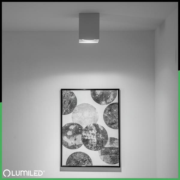 Pinta-asennettava HALOGEENI Spotputki Liikuteltava GU10 Neliö Valkoinen 115 mm AMAT-L LUMILED