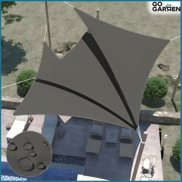 Skyggesejl solsejl grå premium baldakin haven 5x5x7m