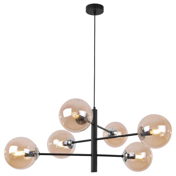 VICENZA HÆNGELAMPE SORT KROM 6 FLAD HONNINGLAMPE E14