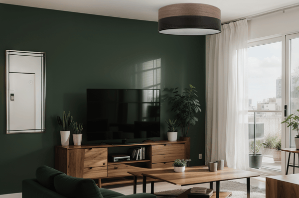 Loftlampe i træplexi, sort, 40 cm, valnød